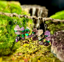 Load image into Gallery viewer, Amethyst &amp; Malachite Crystal Earrings