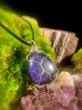 Load image into Gallery viewer, Blue Goldstone Handmade Wire Wrap Necklace
