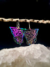 Load image into Gallery viewer, Rainbow Monstera Triangle Earrings