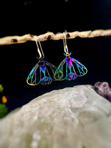 Rainbow Moth Earrings